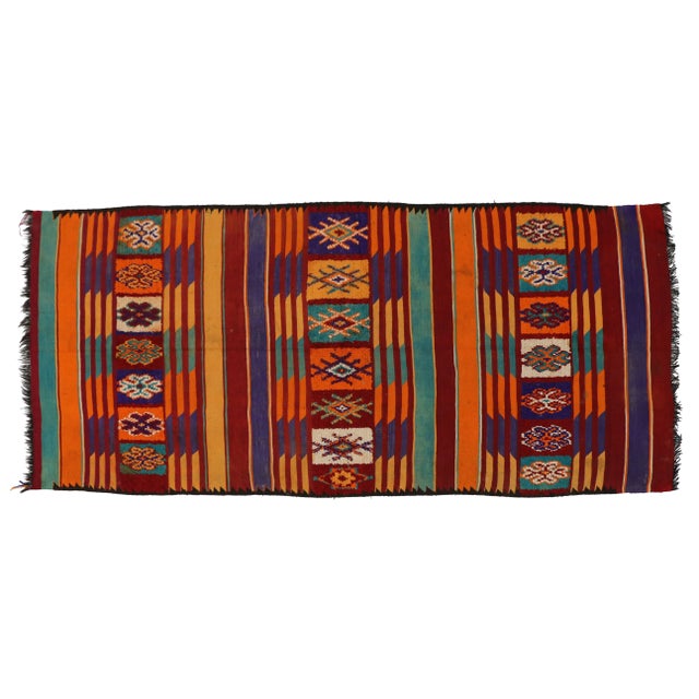 Berber Tribes of Morocco Vintage Taznakht Moroccan Kilim Rug - 06'01 X 13'07 For Sale - Image 4 of 7