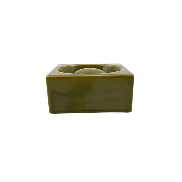 Sicart Mid-Century Green Ceramic Ashtray, Sicart Italy 1969 For Sale - Image 4 of 11