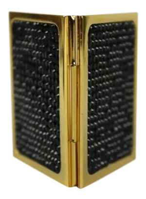 1990s Judith Leiber Novelty Gold-Tone Metal & Black Crystal Miniature Travel Photo Picture Frame