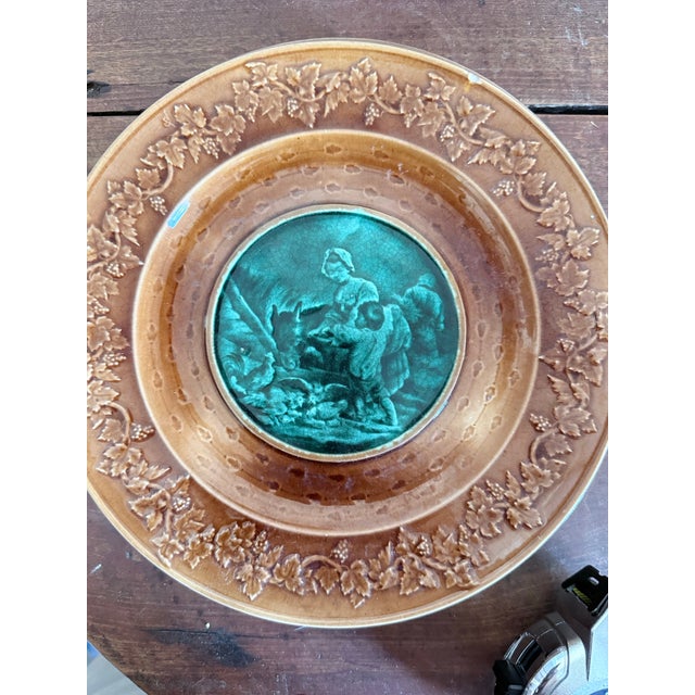 Set of 4 Antique Plates & Cake Stand With Classical Figural Medallions, C. 1900 For Sale - Image 12 of 12