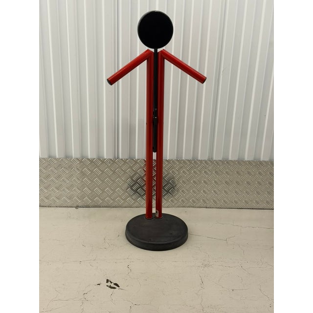 Metal Vintage Modern Red and Black Metal Valet Coat Rack, 1980s For Sale - Image 7 of 18