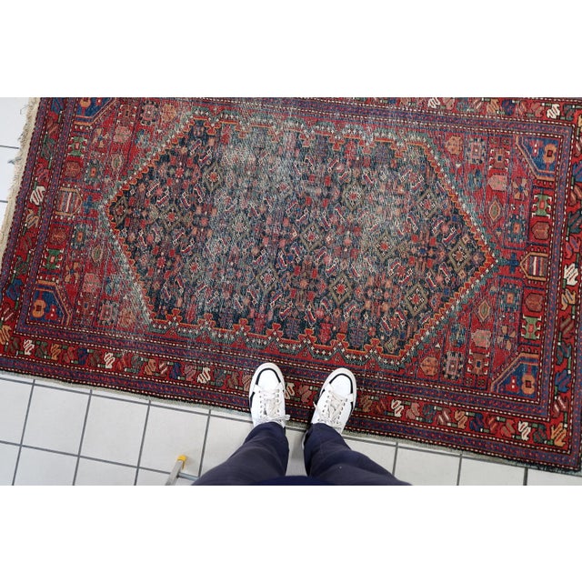 1920s, Antique 1920s Persian Hamadan Rug, Distressed Herati, 4 X 6 For Sale - Image 4 of 13