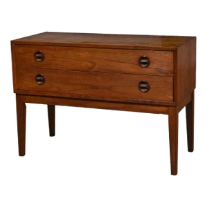1950-1960’s Scandinavian Modern Teak Low Bench Cabinet or Credenza Attributed to Arne Wahl Iversen for Vintage Ikea