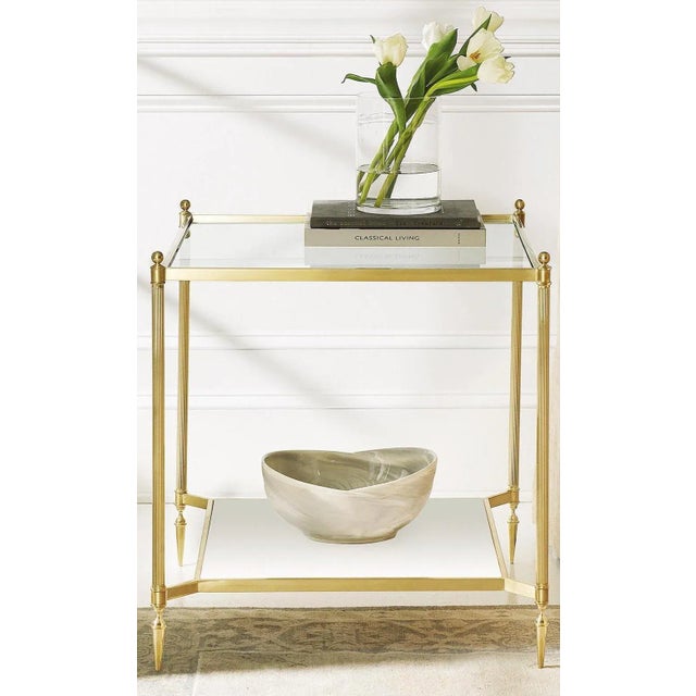 Traditional Modern History Square Pom End Table - Brass For Sale - Image 3 of 3
