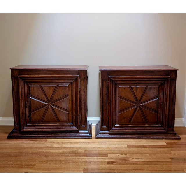Gorgeous set of cabinets, dark rich finish and fully restored and ready to flank a fireplace or in an entryway!