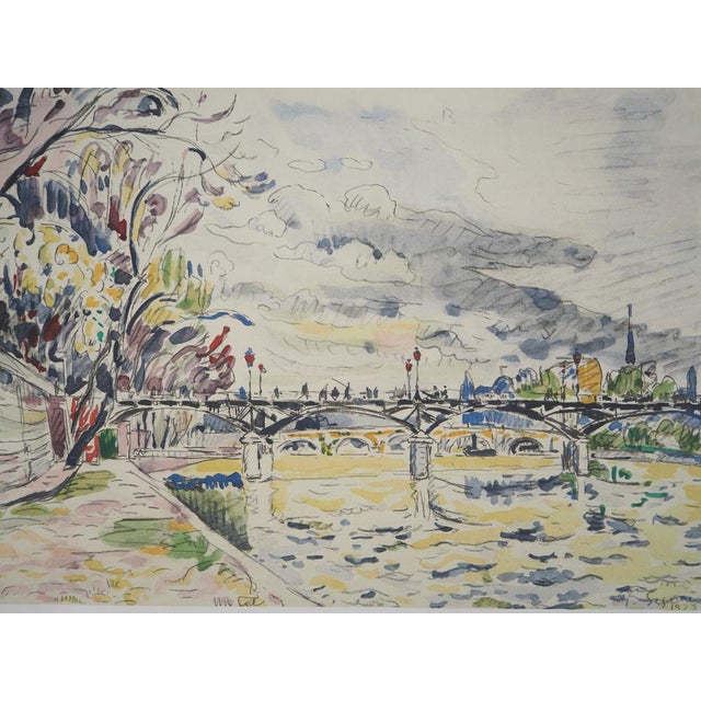 Modern Paul Signac, Paris, The Passerelle des Arts Seen from the Quays of the Seine, Lithograph For Sale - Image 3 of 10
