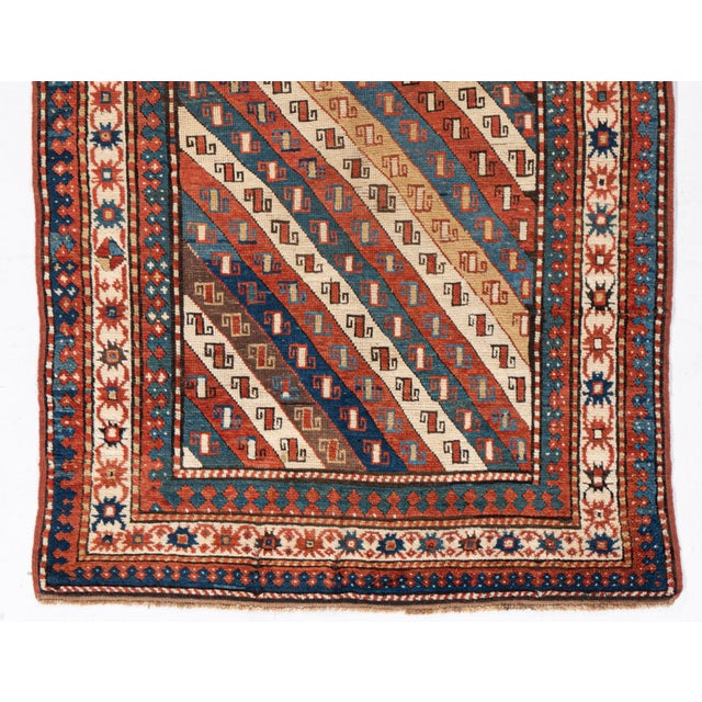 19th Century Antique Circa 1880 Red Caucasian Kazak Hand Knotted Rug 4ft 8in X 7ft 5in For Sale - Image 5 of 9