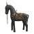 Vintage Indian Rajasthani Hand-Carved Wooden Horse Figurine - Mixed Metal Brass & Copper Accents For Sale