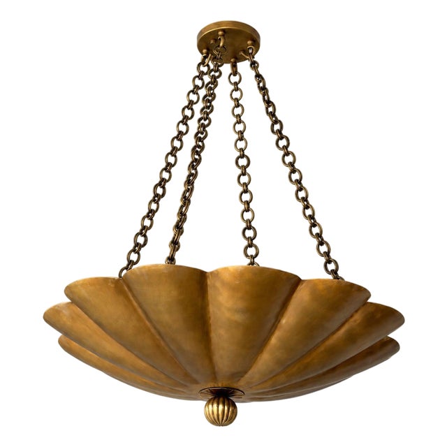 Handmade Pure Brass Scalloped Pendant Light Fixture For Sale