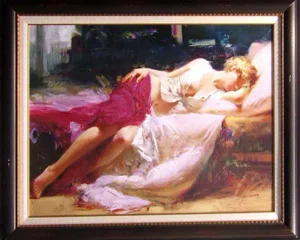 Pino "Day Dream" Framed Hand Signed & Embellished Giclee on Canvas