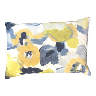 Small Modern Vintage Velvet Floral Lumbar Pillow With Feather Filling For Sale