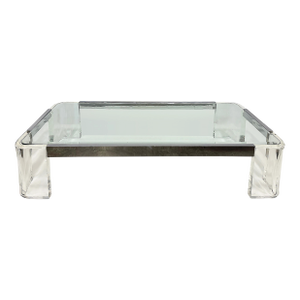 Vintage Lucite and Chrome Coffee Table in Karl Springer Style