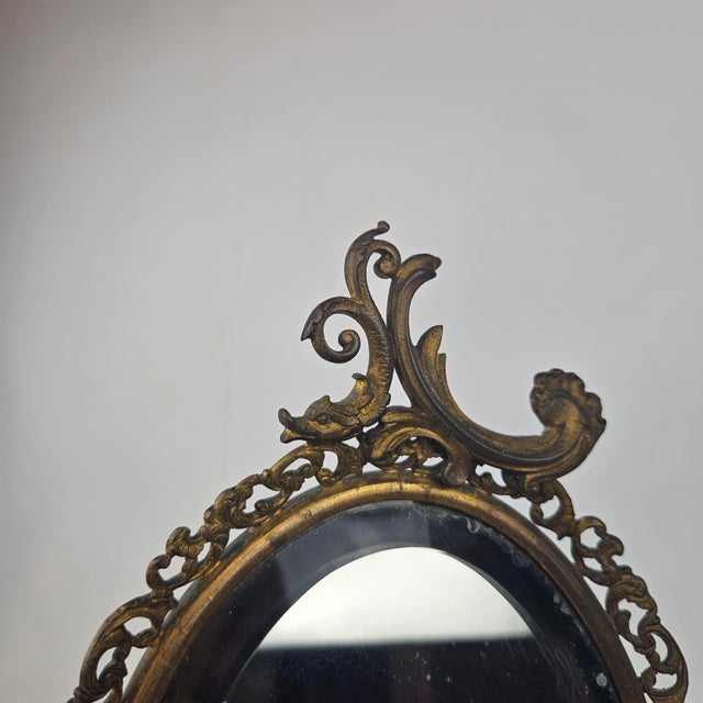 19th-Century Rococo Revival Vanity Mirror with Gilt Bronze Frame and Onyx Top For Sale - Image 9 of 11