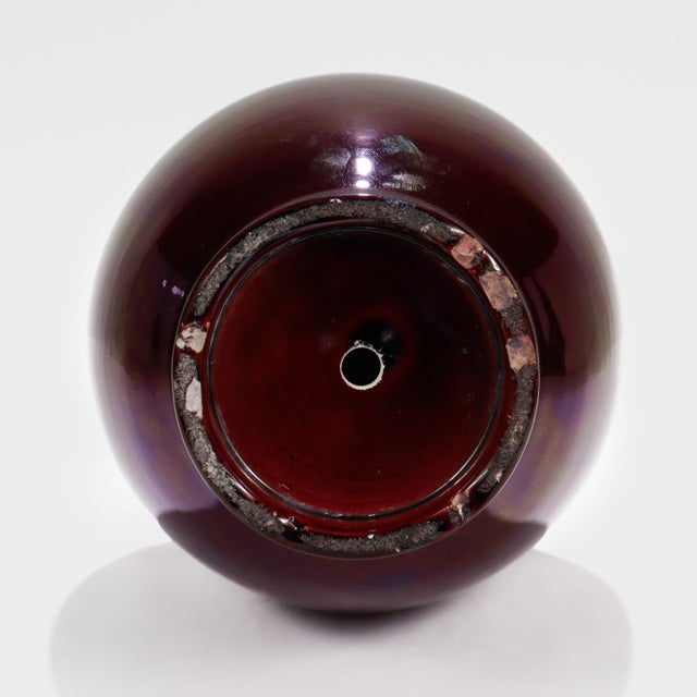 Eggplant Antique Chinese Porcelain Mallet Form Vase in Aubergine or Eggplant For Sale - Image 8 of 13