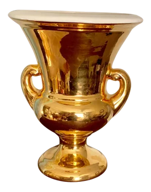 Neoclassic Full Gilt Two Handle Ceramic Urn Vase