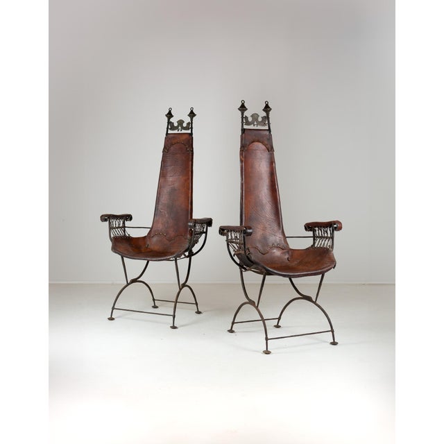 Brown Set of Trône Armchairs by Sido & François Thévenin, 1990s For Sale - Image 8 of 11