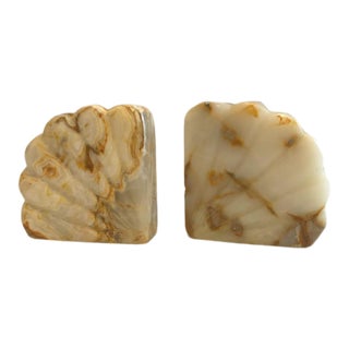 1970s Vintage Mid-Century Onyx "Shell" Bookends - a Pair For Sale