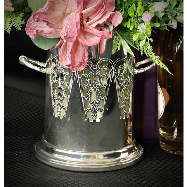 Vintage English Silver Plated Pierced Wine Bottle Holder For Sale In Phoenix - Image 6 of 9