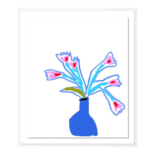 Pot of Blue by Annie Naranian in White Frame, Small Art Print For Sale