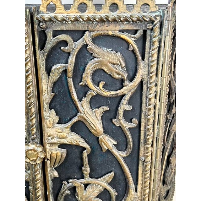 Antique Gothic Revival Cast Iron and Brass Phone Stand Attr. Oscar Bach or Bertram Segar C. 1920 Greenwich Village For Sale - Image 10 of 13