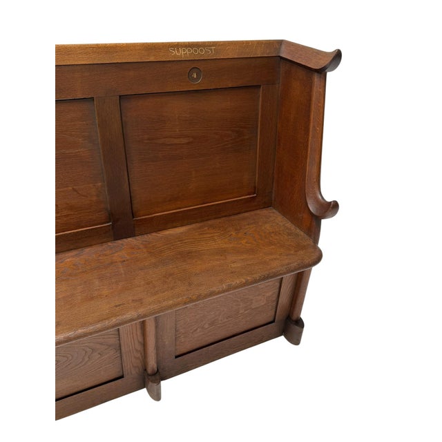 Art Deco Three-Seat Bench in Oak by Willem Penaat, 1920s For Sale - Image 14 of 17