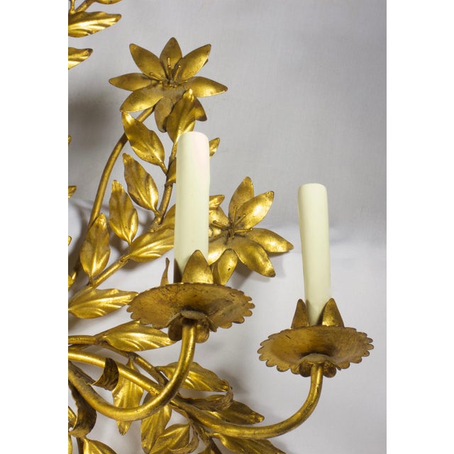 Tole Flower Basket Lighting Sconce For Sale - Image 4 of 6