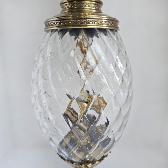 Hinkley Plantation Pineapple Pendant Light – Solid Brass Fixture (Two Available) For Sale - Image 4 of 12