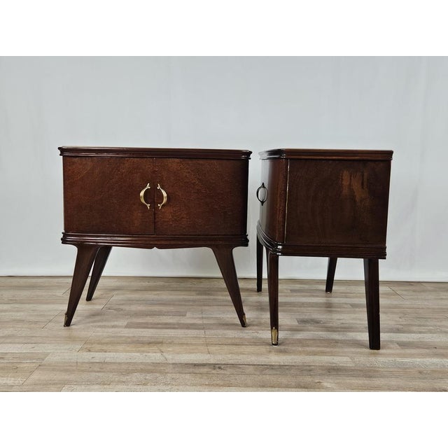 1950s Italian Bedside Tables in Mahogany, 1950, Set of 2 For Sale - Image 5 of 18