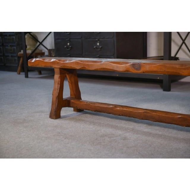 Brutalist Vintage Brutalist Pine Bench, 1950s For Sale - Image 3 of 11