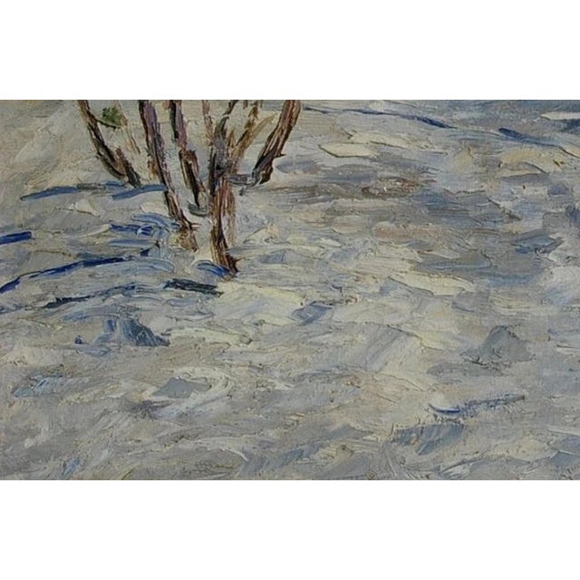 1970s 1970s Winter Landscape Painting, Antique Soviet Ukrainian Art, Bibik s.f. Oil on Cardboard 38-59 For Sale - Image 5 of 6