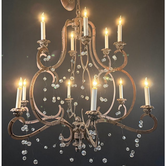 Brown Visual Comfort & Co. “Lombardy” 12-Light Crystal Chandelier by Niermann Weeks – Signature Collection For Sale - Image 8 of 15