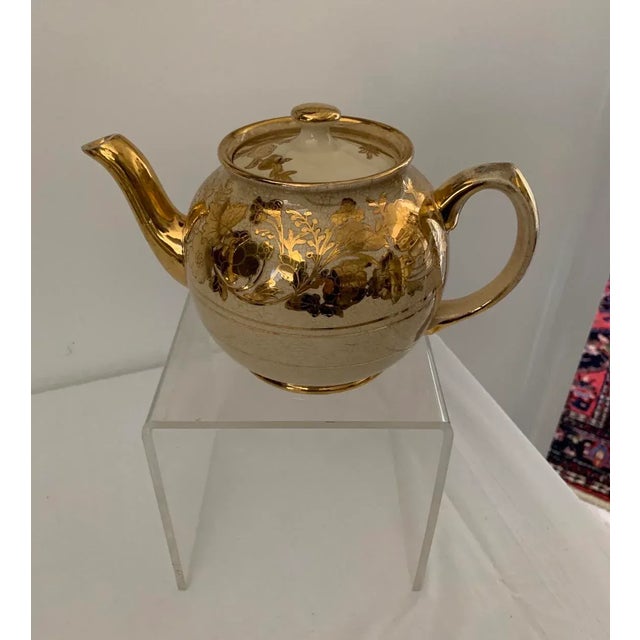 Ceramic 1940s English Gilt Lustre Tea Pot For Sale - Image 7 of 7