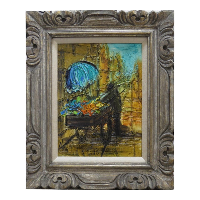 1950s Etta Benjamin Cien Original Oil on Board Parisian Street Scene For Sale
