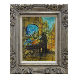 1950s Etta Benjamin Cien Original Oil on Board Parisian Street Scene