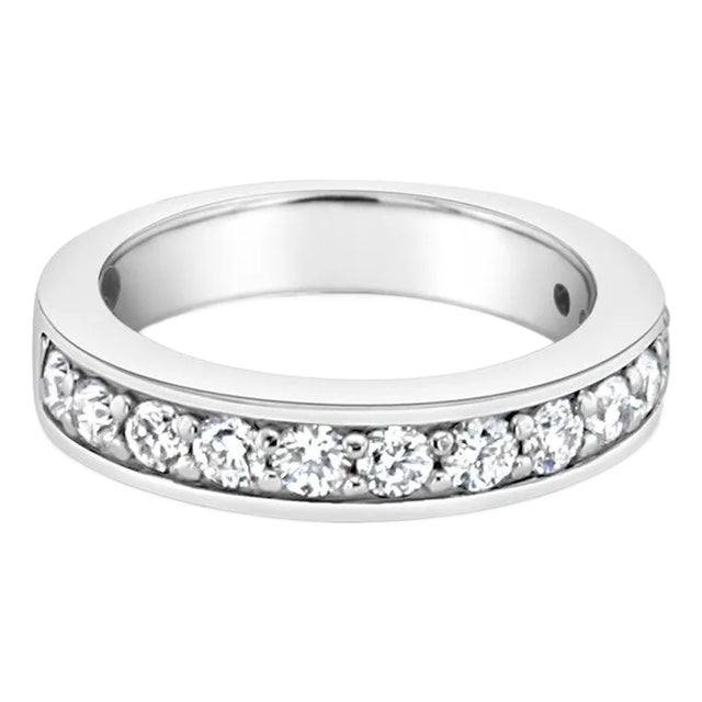 One Carat Channel Set Diamond Wedding Band 14k White Gold, Size 5.75 For Sale