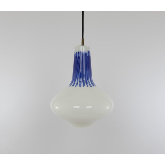 Venini Murano Glass Pendant with Blue Stripes by Massimo Vignelli for Venini, 1950s For Sale - Image 4 of 7
