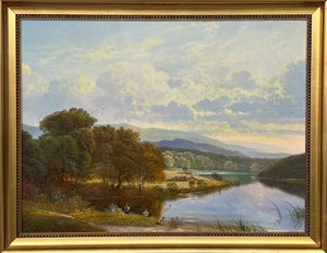 Mountain Lake Oil Painting of a Loch in the Scottish Highlands by British Artist 1980 Circa