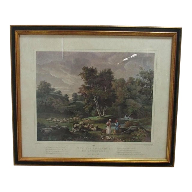 1980s Chelsea House Swiss Country Side Gold Framed Print Reproduction For Sale