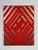 Abstract Geometric Mid-Century Modern Op Art Painting on Canvas “Gold Royal Red” 12x16 inch
