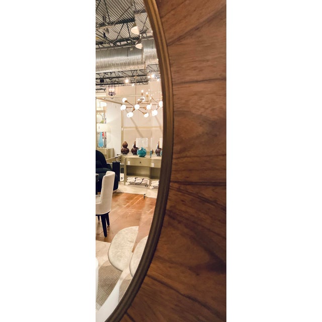 Jonathan Charles Jonathan Charles Modern Mahogany Finished Round Hamilton Wall Mirror For Sale - Image 4 of 5