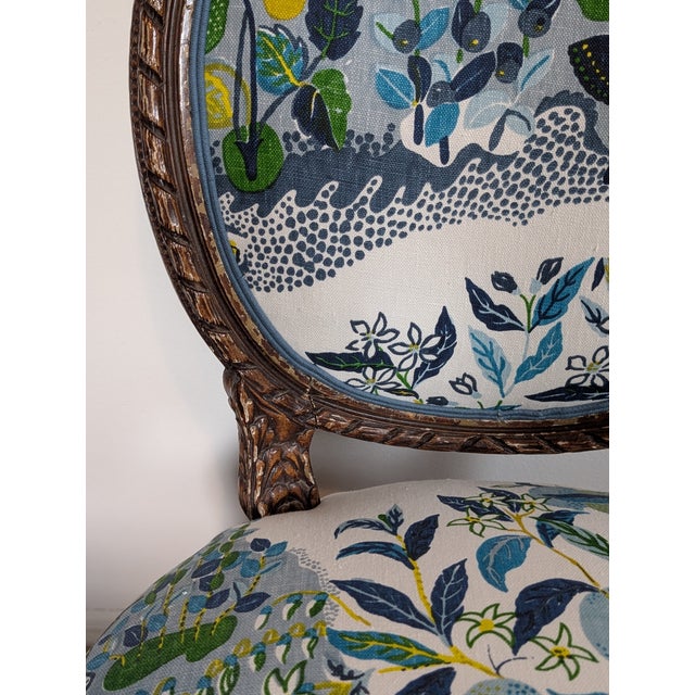 Late 20th Century Vintage French Side Chair Freshly Upholstered in Schumacher Citrus Garden in Pool For Sale - Image 5 of 9
