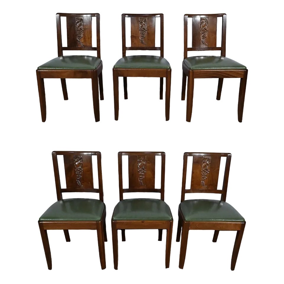 Vintage Art Deco Chairs in Mahogany 1940, Set of 6 | Chairish - Vintage Art Deco Chairs