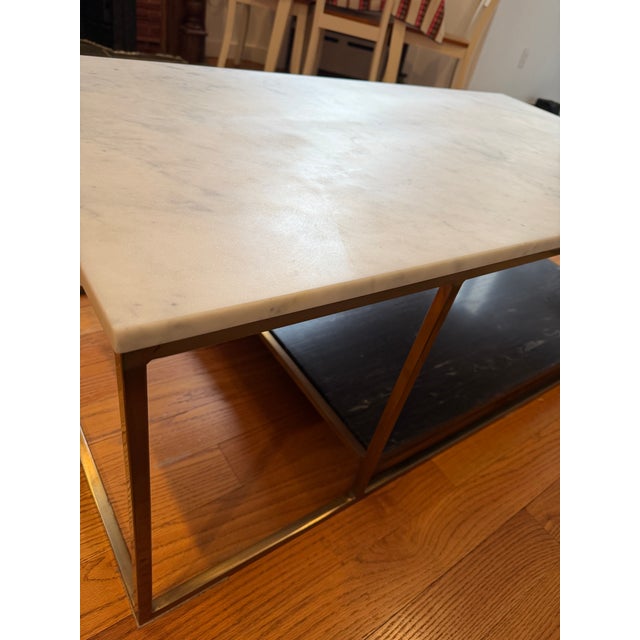 CB2 Two Tone Beautiful Marble Table For Sale - Image 4 of 8