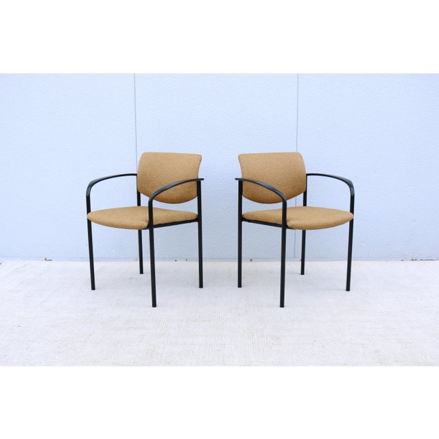 Gold Modern Steelcase New Player Multipurpose Stackable Guest or Side Chairs - A Pair For Sale - Image 8 of 18