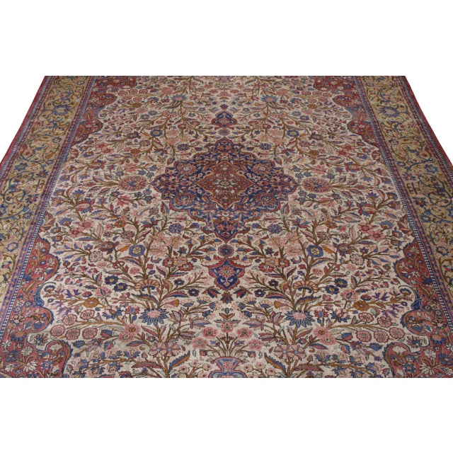 Traditional Hand-Knotted Antique Persian Kashan Rug in Red and Gold Floral Medallion Pattern For Sale - Image 3 of 7