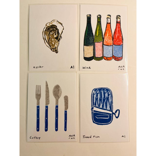 Collect one, collect them all! Ana Inciardi original art prints from former NYC based artist. Oyster, Cutlery, Wine, and...