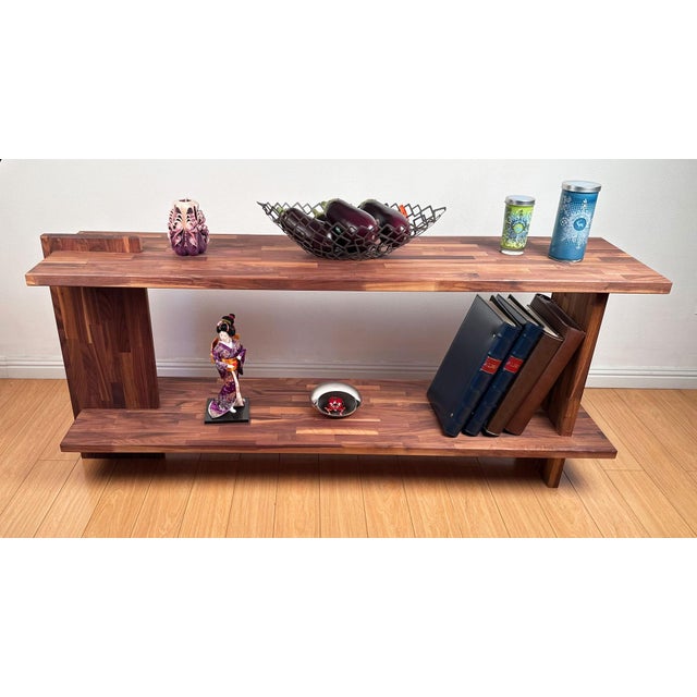 Mid-Century Modern Console Table Solid Walnut Block Style Natural Oil Finish For Sale - Image 11 of 11