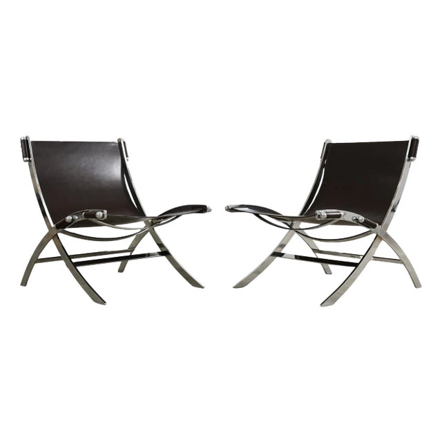 Pair of Antonio Citterio Flor Flexform Timeless Scissor Chairs For Sale