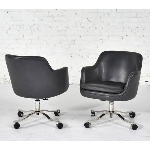 1980s Nicos Zographos Gray Leather Office/Desk Chairs, 1980 For Sale - Image 5 of 13