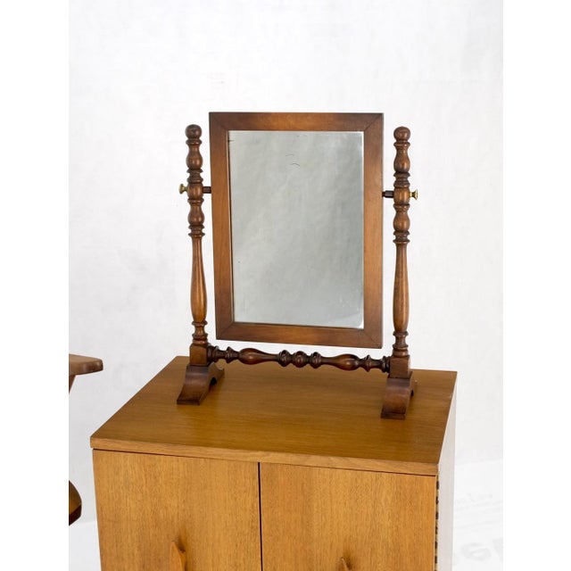 Country Style Brass & Colonial Maple Shaving Mirror For Sale - Image 4 of 11